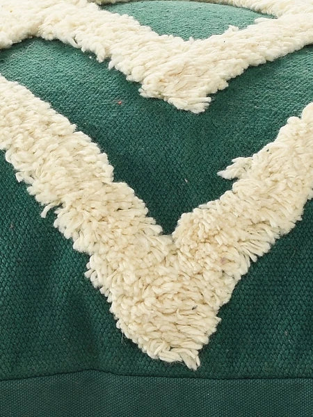 Cotton Cheer Tufted Cushion Cover For Sofa, Living Room Or Bed 18x18 inch, Green