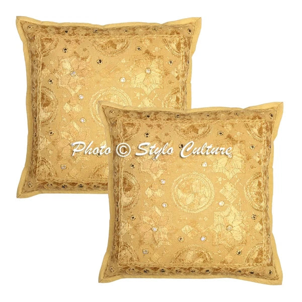 Ethnic Cushion Cover Boho Embroidered 40 x 40 cm Hippie Sofa Car Pillow Case
