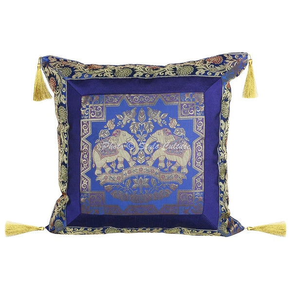 Pillow Cover Bohemian Elephant Brocade Jacquard Decor Cushion Case 18 x 18 in