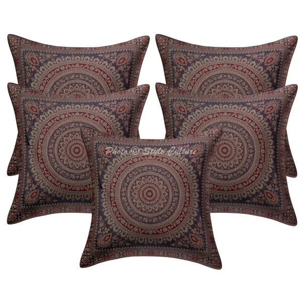 Brocade Jacquard Cushion Cover Ethnic Throw Pillow Case Hippie Gypsy Home Decor