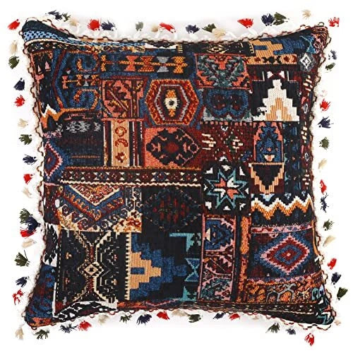 Yeiotsy Decorative Boho Throw Pillow Cover with 18" x 18" (Pack of 1) Black
