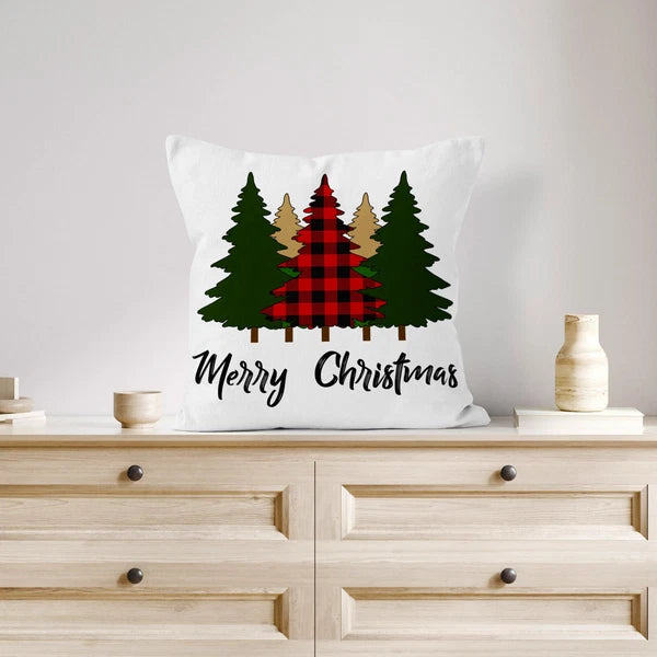 4pcs Black Plaid Christmas Red Truck Pillow Case Cushion Cover Sofa Home Decor