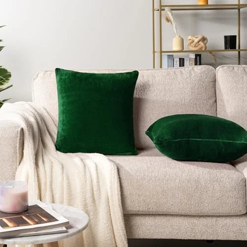 Throw Pillow Covers 20x20 Set of 2, 20" x 20" (Pack of 2) Emerald Green