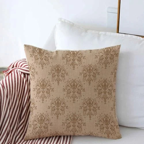 Pillowcase Cushion Case Gray Intricate Beige Brown Damask Pattern Abstract Tan