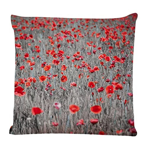 Decorative Square Throw Pillow Covers Red Poppies Flower Couch Sofa Bed Pillow