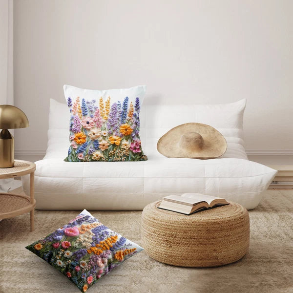 4pcs Plant Green Leaves Purple Floral Pillow Case Cushion Cover Sofa Home Decor