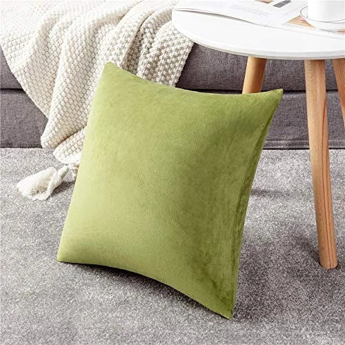 Couch Pillow Cases 18x18: 2 Pack Cozy Soft Velvet 18 x 18-Inch Chartreuse