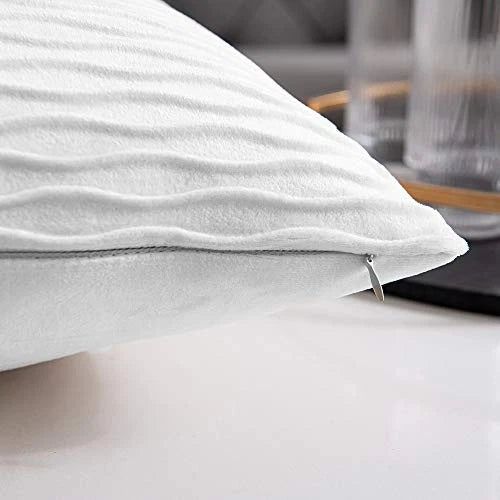 Striped Couch Pillow Cases: 2 Pack 24x24 Inch 24" x 24" (Pack of 2) White