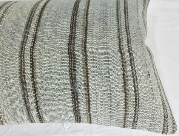 Decorative Turkish Kilim Lumbar Pillow Cover 16x23 Beige Brow Kilim Sofa Cushion