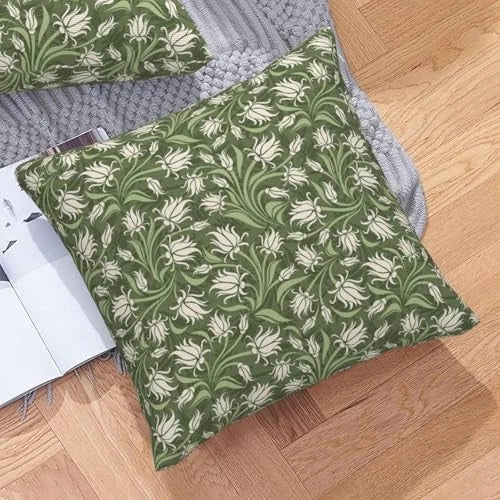 Sage Floral Throw Pillow Covers 18x18 Set of 2 18" x 18" (Pack of 2) Green