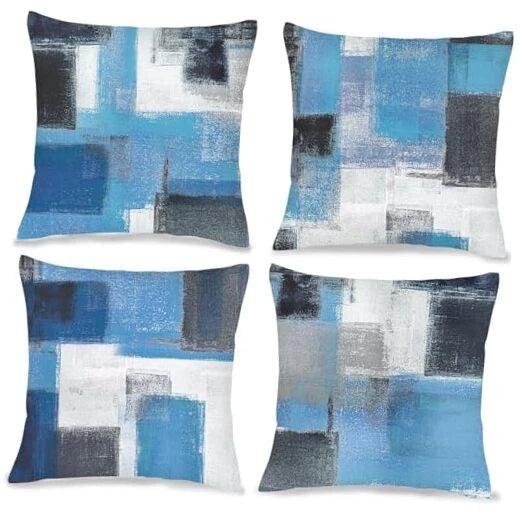 White Throw Pillow Covers 18x18 Inch Decorative Navy 18" x 18" (Pack of 4) Blue