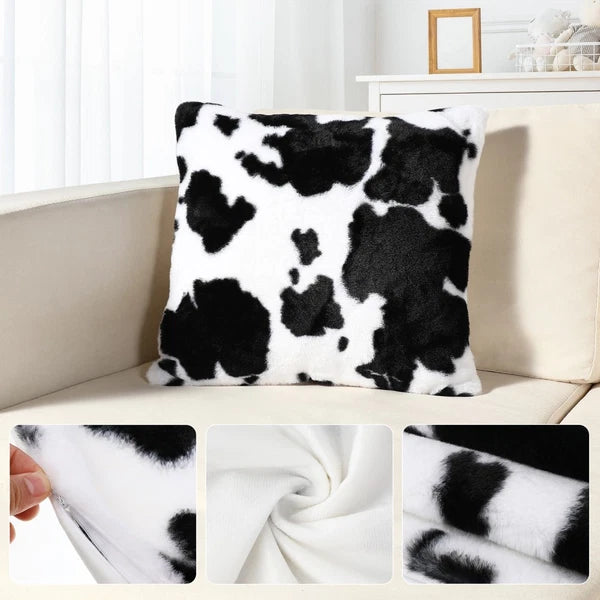 Cow Plush Cushion Travel Pillow Covers Decorative Pillowcase for Sofas
