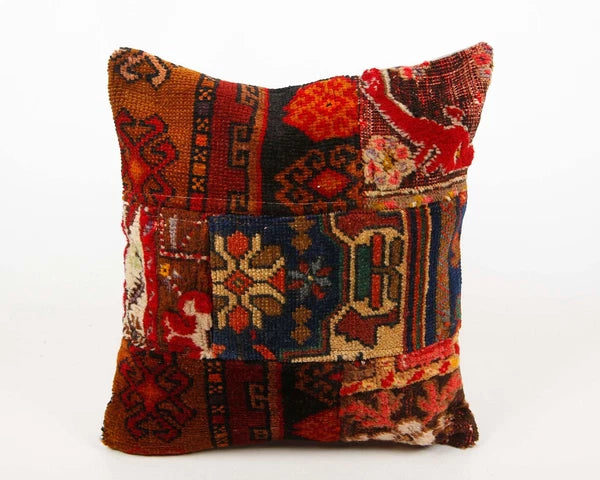Patchwork Pillow Cover Cushion Throw Vintage Indian Sofa Decor 16"