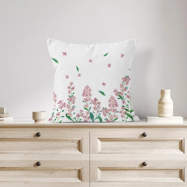4pcs Botanical Green Leaf Pink Floral Pillow Case Cushion Cover Sofa Home Decor