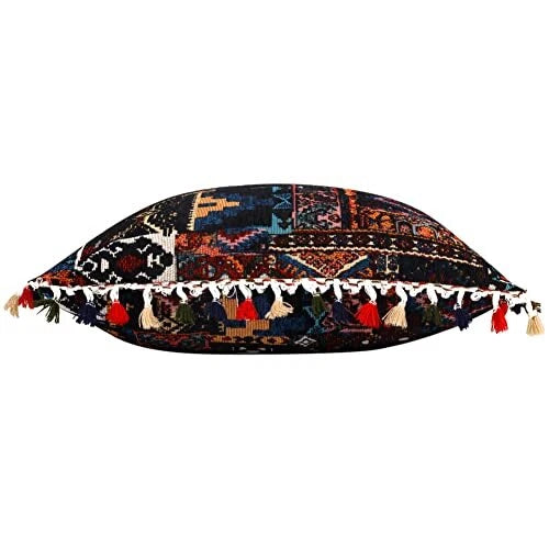 Yeiotsy Decorative Boho Throw Pillow Cover with 18" x 18" (Pack of 1) Black