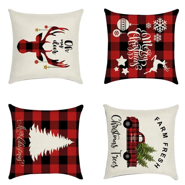 4 PCS Square Cushion Cover Sofa Pillowcase Printing Pillow Covers Bed Pillowcase