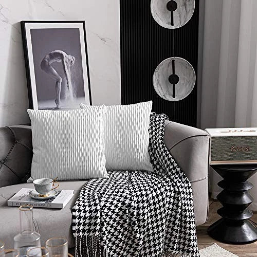 Striped Couch Pillow Cases: 2 Pack 24x24 Inch 24" x 24" (Pack of 2) White