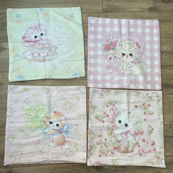 Cute Cat Flower Cushion Covers Throw Pillow Case for Home Sofa Bed Decor