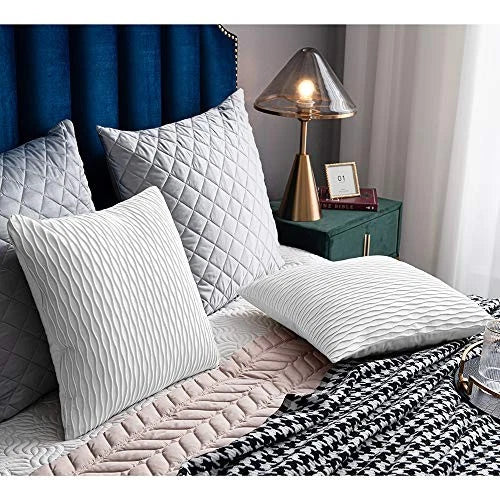 Striped Couch Pillow Cases: 2 Pack 24x24 Inch 24" x 24" (Pack of 2) White