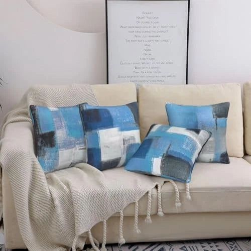 White Throw Pillow Covers 18x18 Inch Decorative Navy 18" x 18" (Pack of 4) Blue