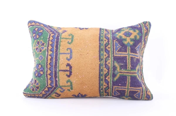 Anatolian Turkish Kilim Pillow, 16x24 Pillow Case, Decorative Pillow Cushion
