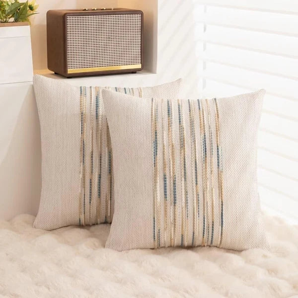 Boho Throw Pillow Covers 18x18 Set of 2 Farmhouse Decorative Cushion Case Str...