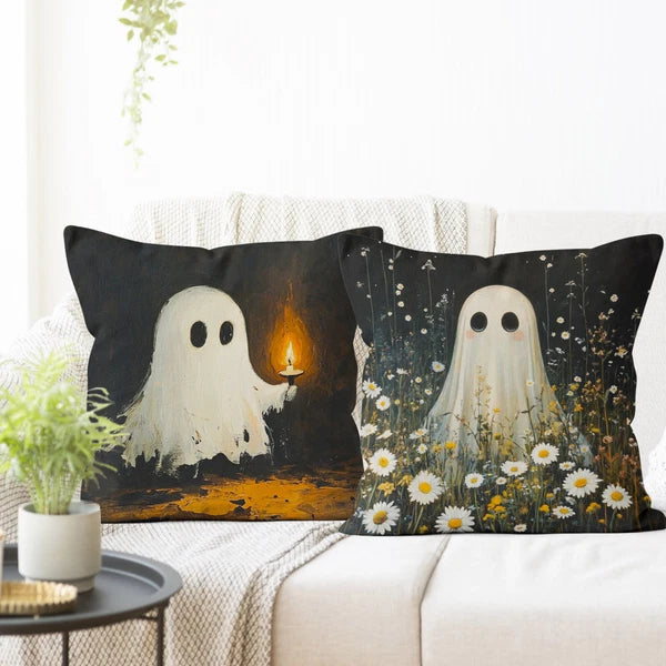 4pcs Vintage Spooky Ghost Halloween Pillow Case Cushion Cover Sofa Home Decor
