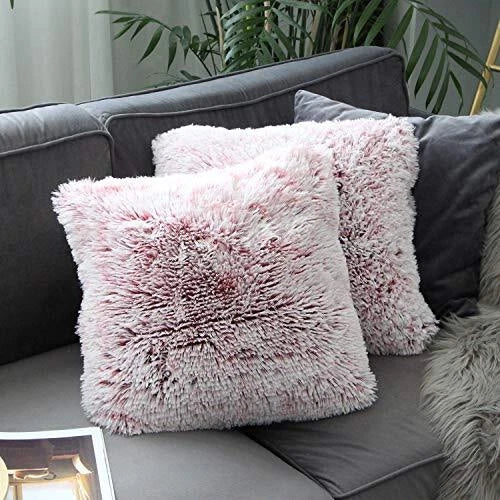2 Packs Fluffy Plush Pillow Covers 22"x22", Winter Home Decorative Super Warm