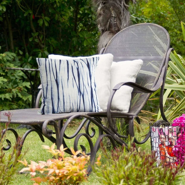 Indigo Tie-Dye Pillowcase,  Throw Cushion Cover, Shibori Heavy Cotton Linen 18''