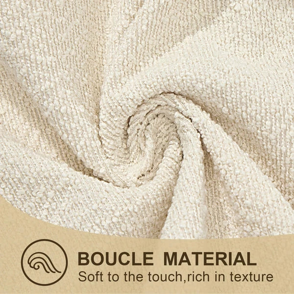 Boucle Decorative Lumbar Pillow Covers 14x36 Beige Textured Body Pillowcase N...