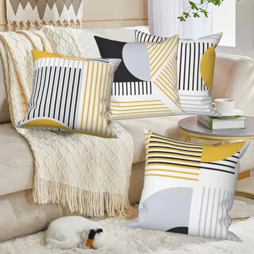 Striped Throw Pillow Covers 22"x22" Set of 4, Geometric 22" x 22" (Pack of 4)