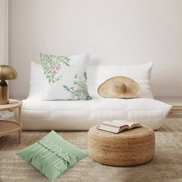 4pcs Butterfly Pink Wildflower Green Pillow Case Cushion Cover Sofa Home Decor
