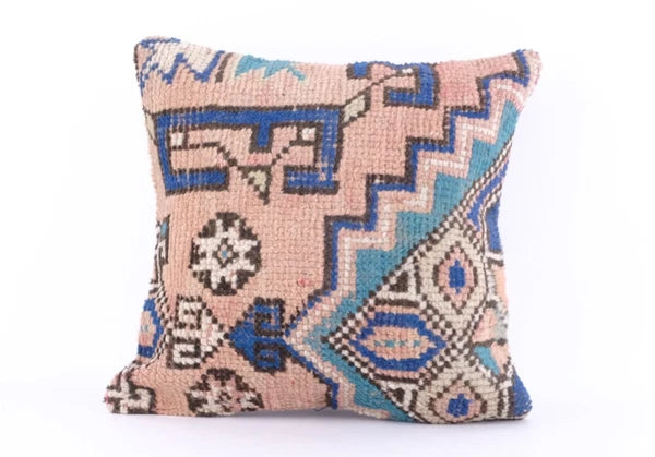Kilim Pillow Cover 16x16 Oushak Anatolian Handmade Rug Carpet Sofa Cushion Case