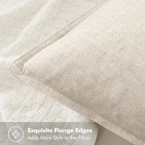 Decorative Linen Pillow Covers 18x18 18" x 18" (Pack of 2) 2 Natural Beige