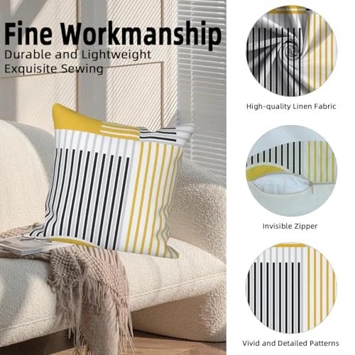 Striped Throw Pillow Covers 22"x22" Set of 4, Geometric 22" x 22" (Pack of 4)