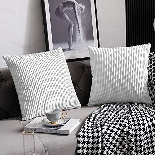 Striped Couch Pillow Cases: 2 Pack 24x24 Inch 24" x 24" (Pack of 2) White
