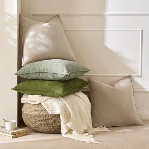 Pack of 2 Decorative Pillow Covers 22x22 Inch 22" x 22" (Pack of 2) Sage Green