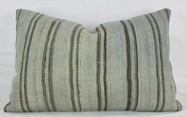 Decorative Turkish Kilim Lumbar Pillow Cover 16x23 Beige Brow Kilim Sofa Cushion