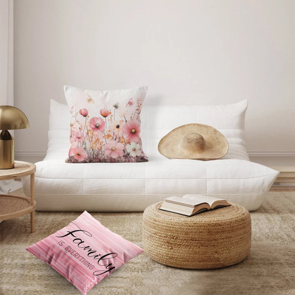 4pcs Yellow Butterfly Pink Floral Pillow Case Cushion Cover Sofa Home Decor