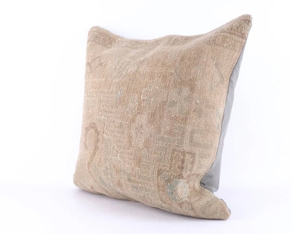 Vintage Turkish Kilim Pillow Cover 24"x24" – Handwoven Wool Boho Cushion Case