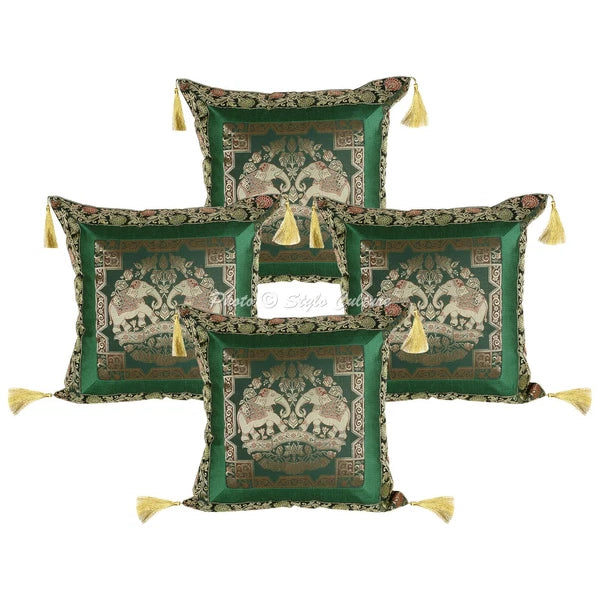 Handwoven Home Decor Cushion Elephant Brocade Jacquard Pillow Cover Case