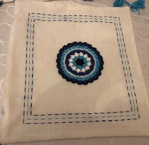 Pillow Cover Handmade Crochet Cotton Cushion Case Sofa Bed Decor-evil Eye Pillow