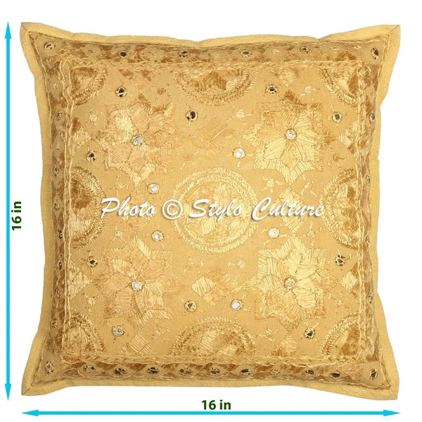 Ethnic Cushion Cover Boho Embroidered 40 x 40 cm Hippie Sofa Car Pillow Case