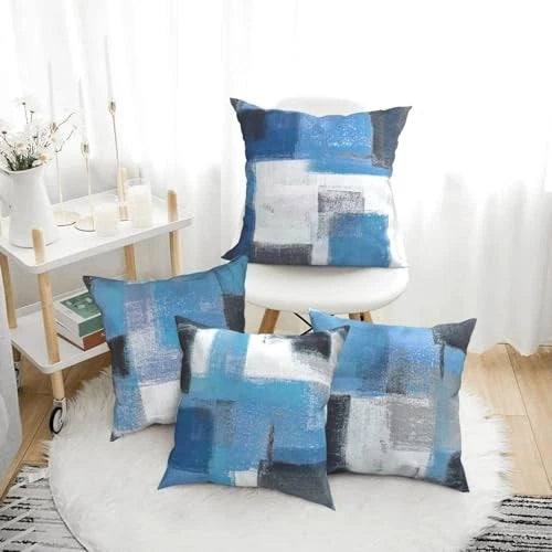 White Throw Pillow Covers 18x18 Inch Decorative Navy 18" x 18" (Pack of 4) Blue