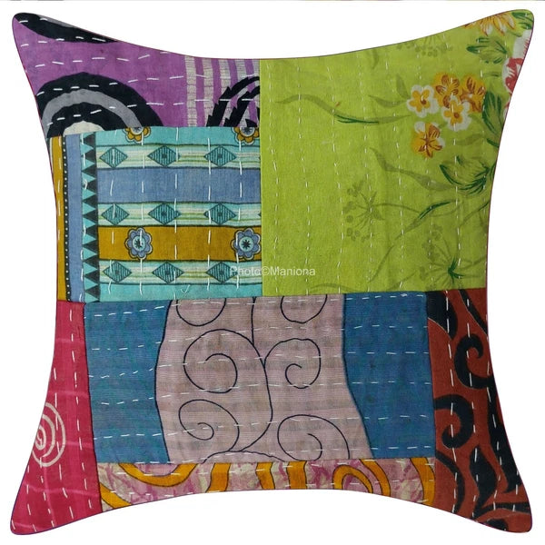 Indian Cotton Handmade Patchwork Cushion Cover Pillow Set of 2 bed sofa decor