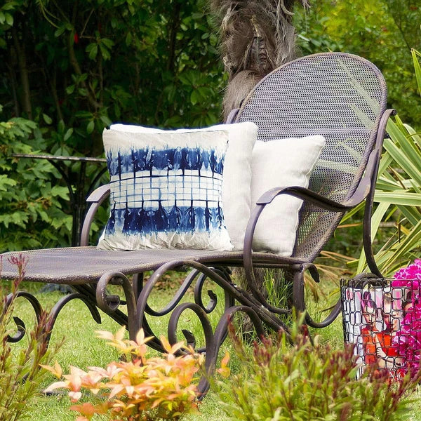 Plant Dyed Shibori Pillowcase, Indigo Tie Dye Cushion Cover, Cotton Linen 18''