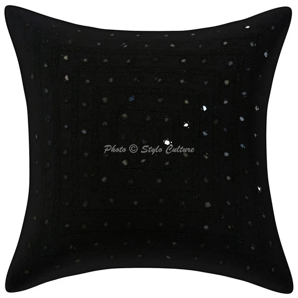 Cushion Cover Pillow Case Embroidered Mirrored Traditional Throw Decor Art Yoga