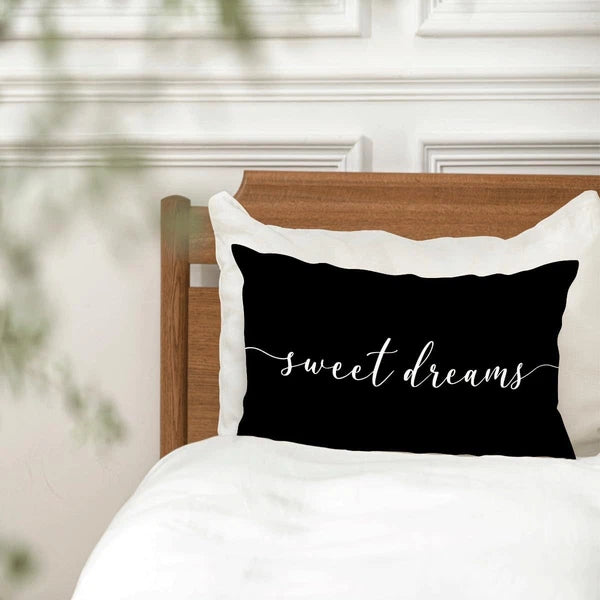 Black Decorative Pillow Covers, Decorative Pillows for Bed, Sweet Dreams Pillow