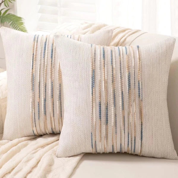Boho Throw Pillow Covers 18x18 Set of 2 Farmhouse Decorative Cushion Case Str...