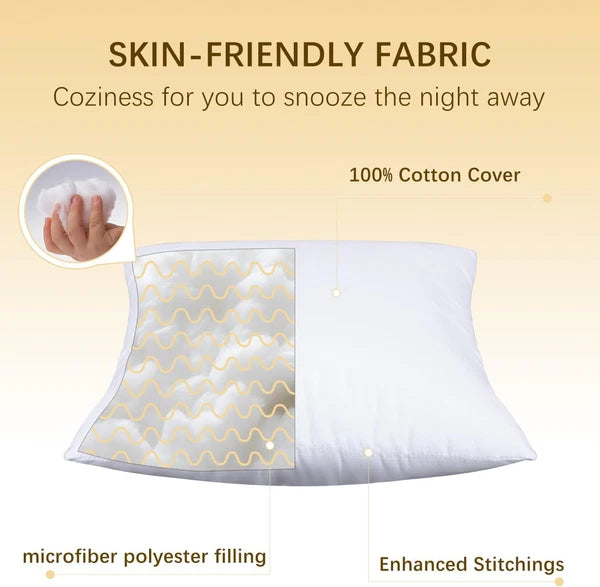 Set of 2 Throw Pillow Inserts, 18X18In White for Bed and Couch